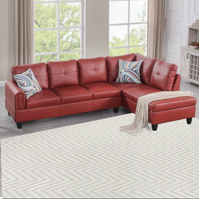 Sienwiey Sectional Sofa Set for Living Room Furniture Set?Faux Leather L-Shape Sectional Sofa ( Incomplete, Right Arm Chaise ) 