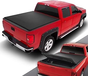 DNA Motoring TTC-TRISOFT-039 Pickup Truck Bed Soft Tri-Fold Adjustable Tonneau Cover Compatible with 82-93 S10 / 82-90 S15 6Ft Fleetside Bed