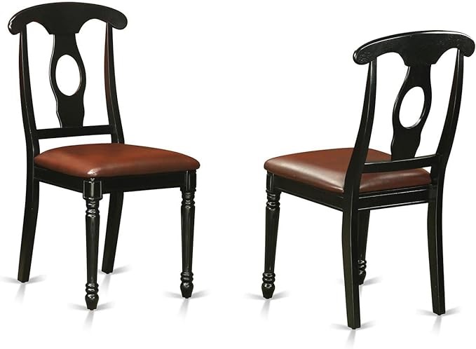 East West Furniture KEC-BLK-LC dining chairs, Faux Leather Seat