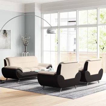 Halterman 3 - Piece Faux Leather Living Room Set ( Incomplete Box 2/3 Only ) 