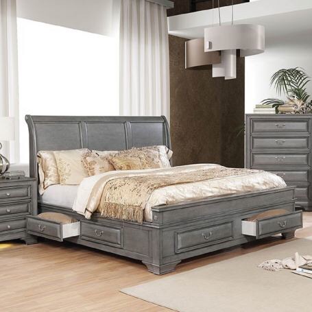 Furniture of America Brandt California King Storage Sleigh Bed in Gray CM7302GY-CK