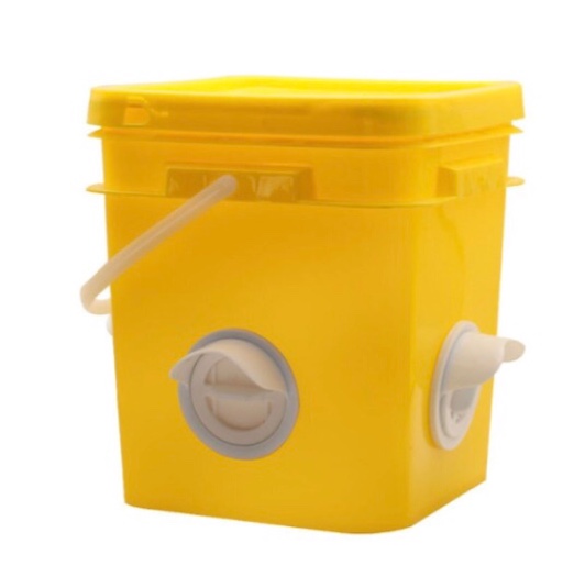 yellow square chicken feeder/water