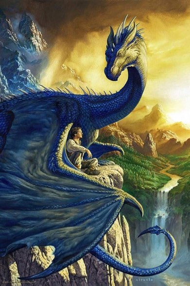 Laminated Eragon Dragon with Boy by Ciruelo Artist Painting Fantasy Poster Dry Erase Sign 24x36