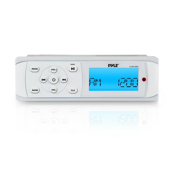 Pyle PLMR14BW In-Dash Bluetooth Marine AM/FM Radio Stereo Weatherproof Receiver with 2 Pairs of 6.5'' 150W Full Range Camouflage Waterproof Marine Speakers, Wired Antenna, 18 Gauge Speaker Wire