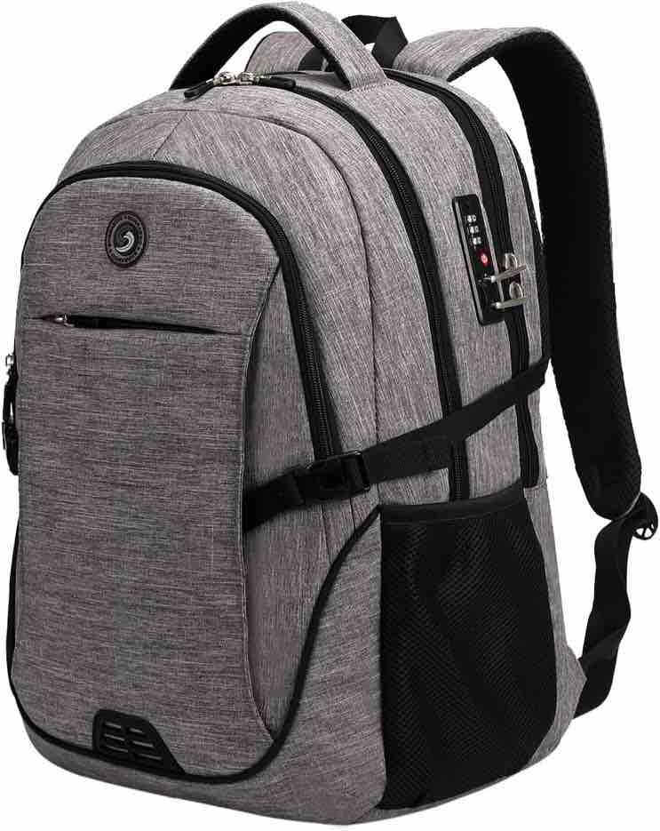 SHRRADOO Travel Laptop Backpack, Business Anti Theft Slim Durable Laptops Backpack with USB Charging Port, College School Computer Bag for Men