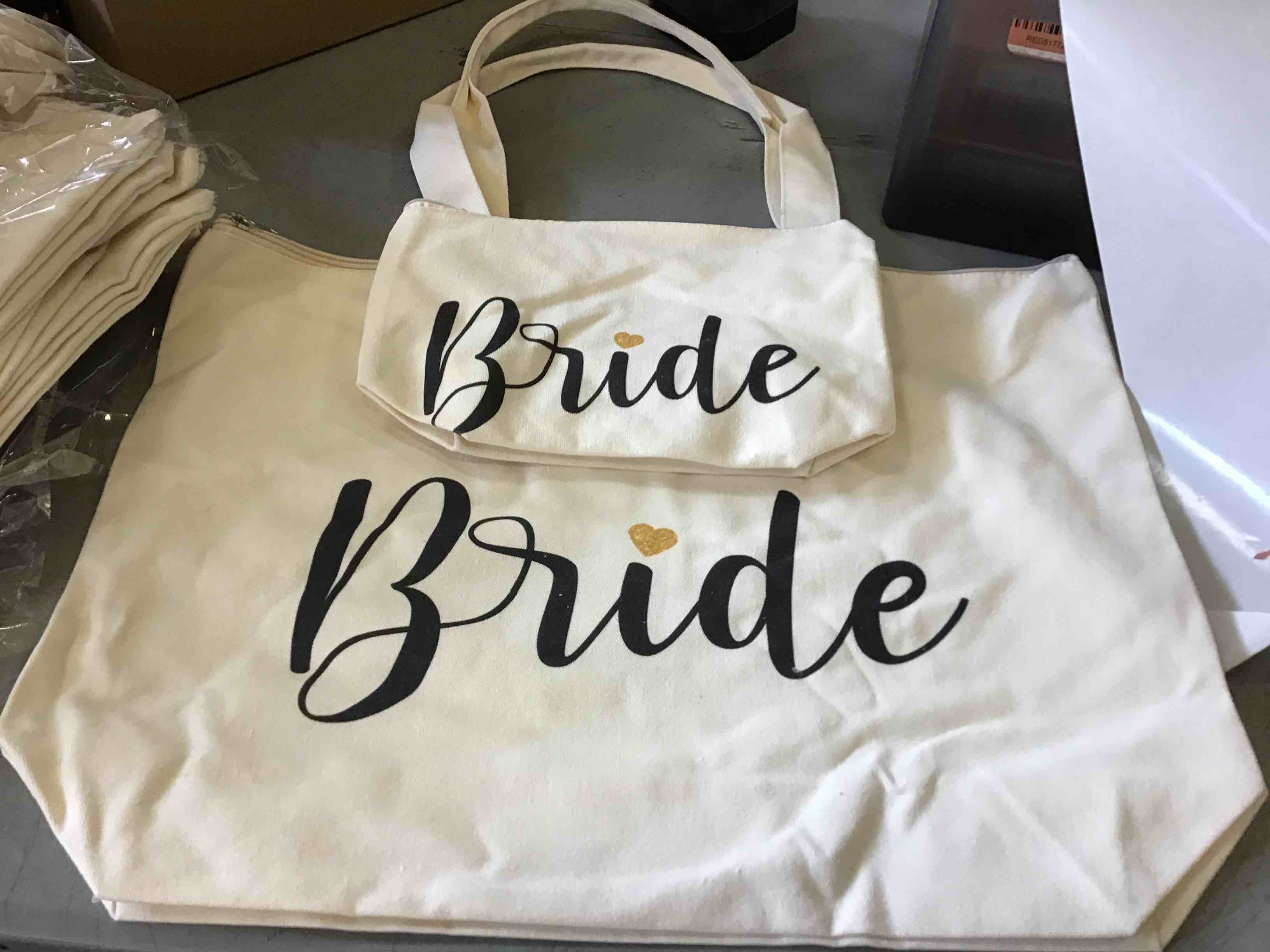 Bride Tote Bag, Canvas Bride Shoulder Bag with Zipper, Bachelorette Engagament Bridal Shower Wedding Bride Gifts 2 Pack