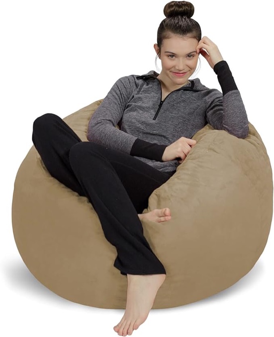 Sofa Sack Bean Bag Chair: 3' Memory Foam Furniture Bean Bag - Medium Sofa with Soft Micro Fiber Cover - Hot Pink