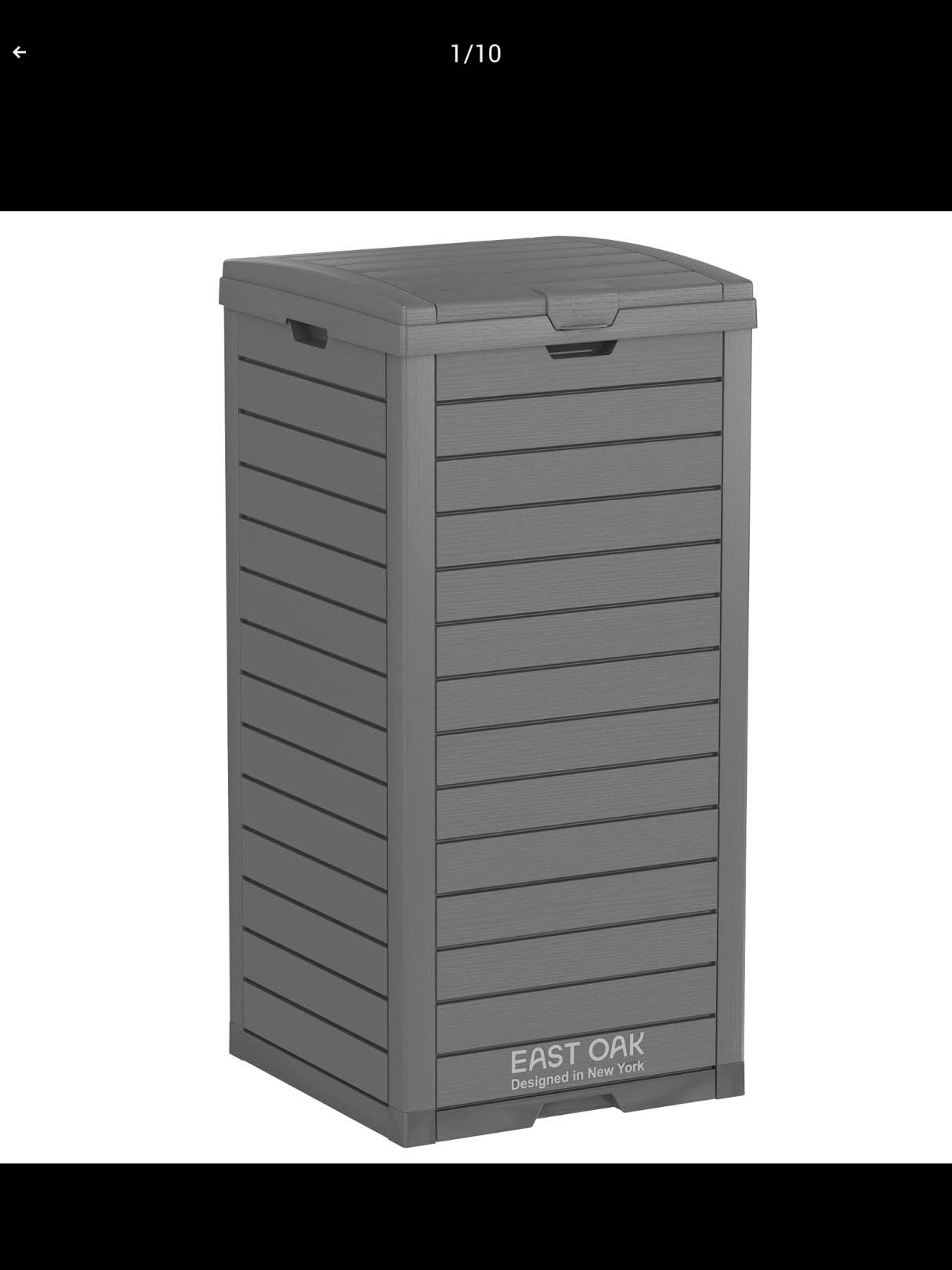 EAST OAK 31 Gallon Outdoor Trash Can, Waterproof Resin Garbage Can with Tiered Lid and Drip Tray, Outside Trash Bin for Patio, Backyard, Deck, Grey