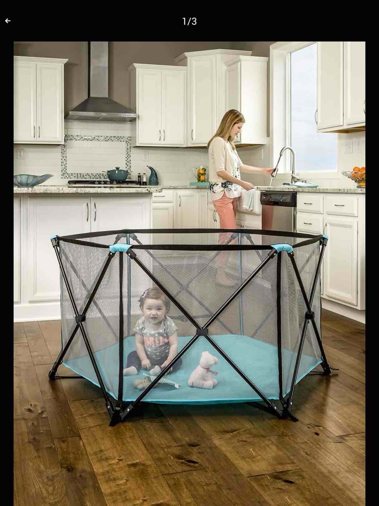 Regalo My Portable Play Yard Indoor and Outdoor, Washable, Aqua, 6-Panel, 48 Inch 6-Panel Aqua