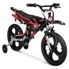 Hyper 16" Kids Unisex Motobike with Mag Wheels Including Training Wheels, Black/Red, Recommended Ages 5 to 7 Years Old