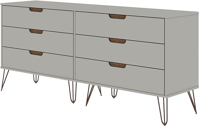(( Box 1 of 2 Only)) Manhattan Comfort Rockefeller 6-Drawer Wood Double Dresser in Off White/Natural