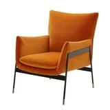 Benjara BM211184 Fabric Upholstered Lounge Chair with Metal Frame - Orange & Black