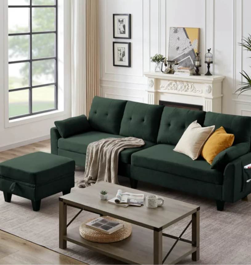 (( box 1 of 3 Only )) (( used)) Jayseem Modern Sectional Sofa Couch with Reversible Chaise L Shaped Couch 4-Seat Convertible Sofa for Living Room