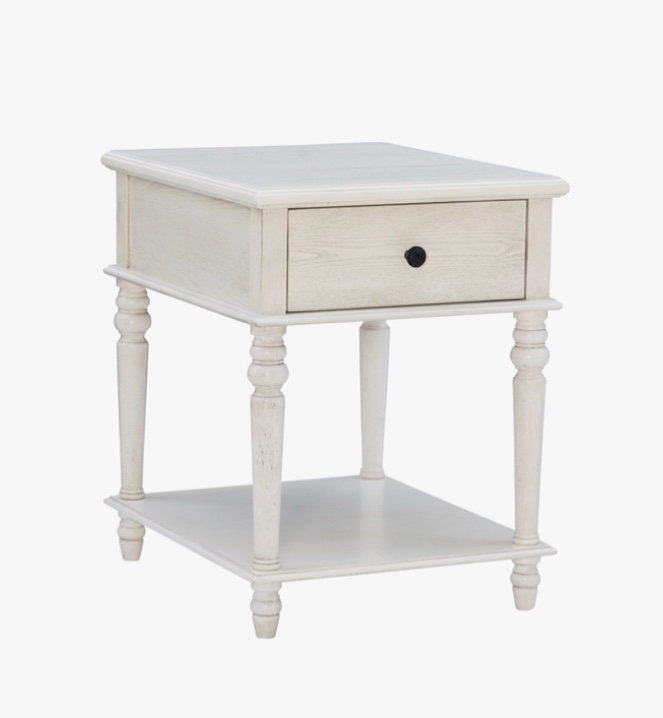 Pemberly Row Transitional Solid Wood Side Table in White