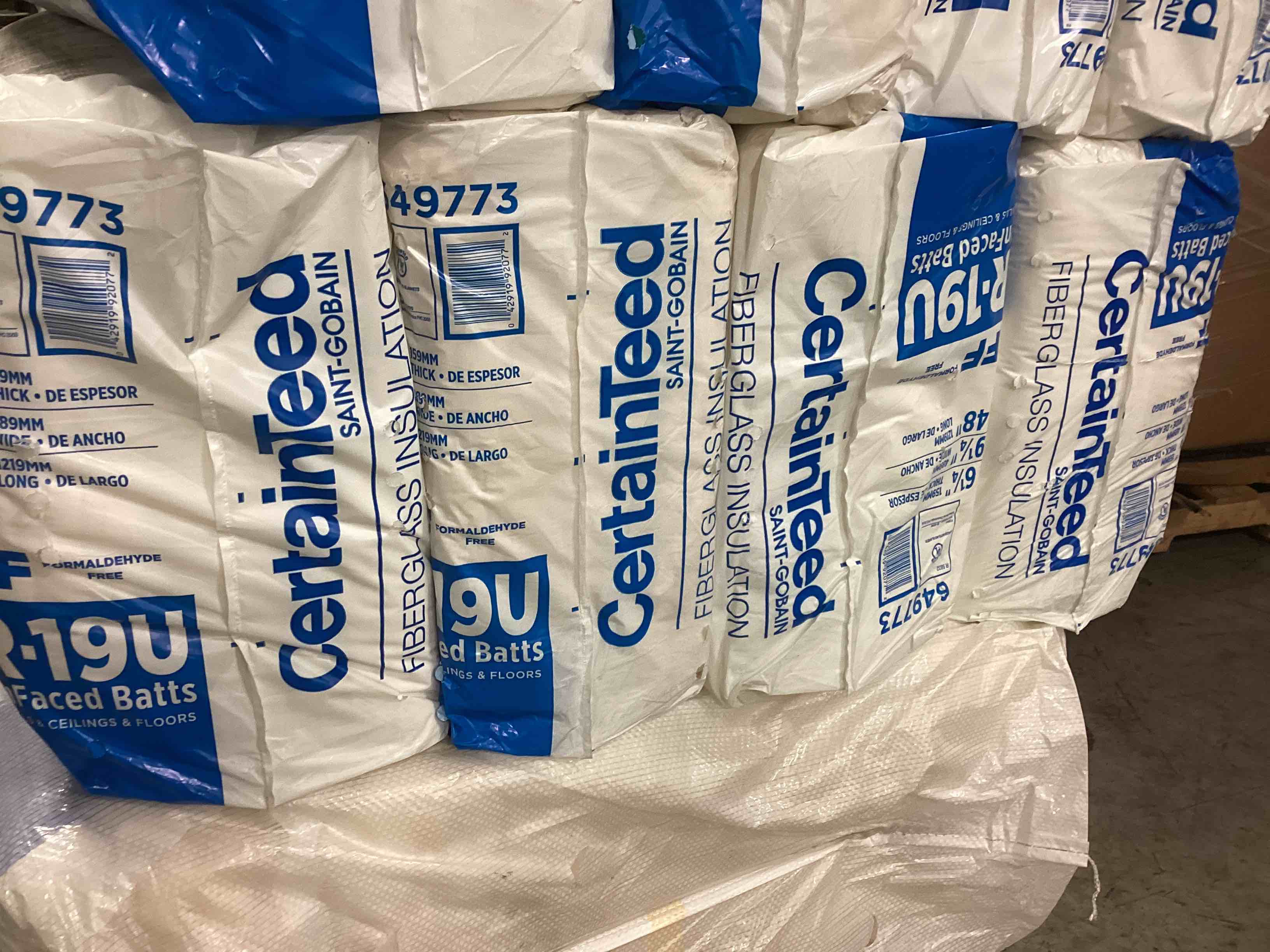 4 batts r19 19.25” unfaced insulation your bid per batt