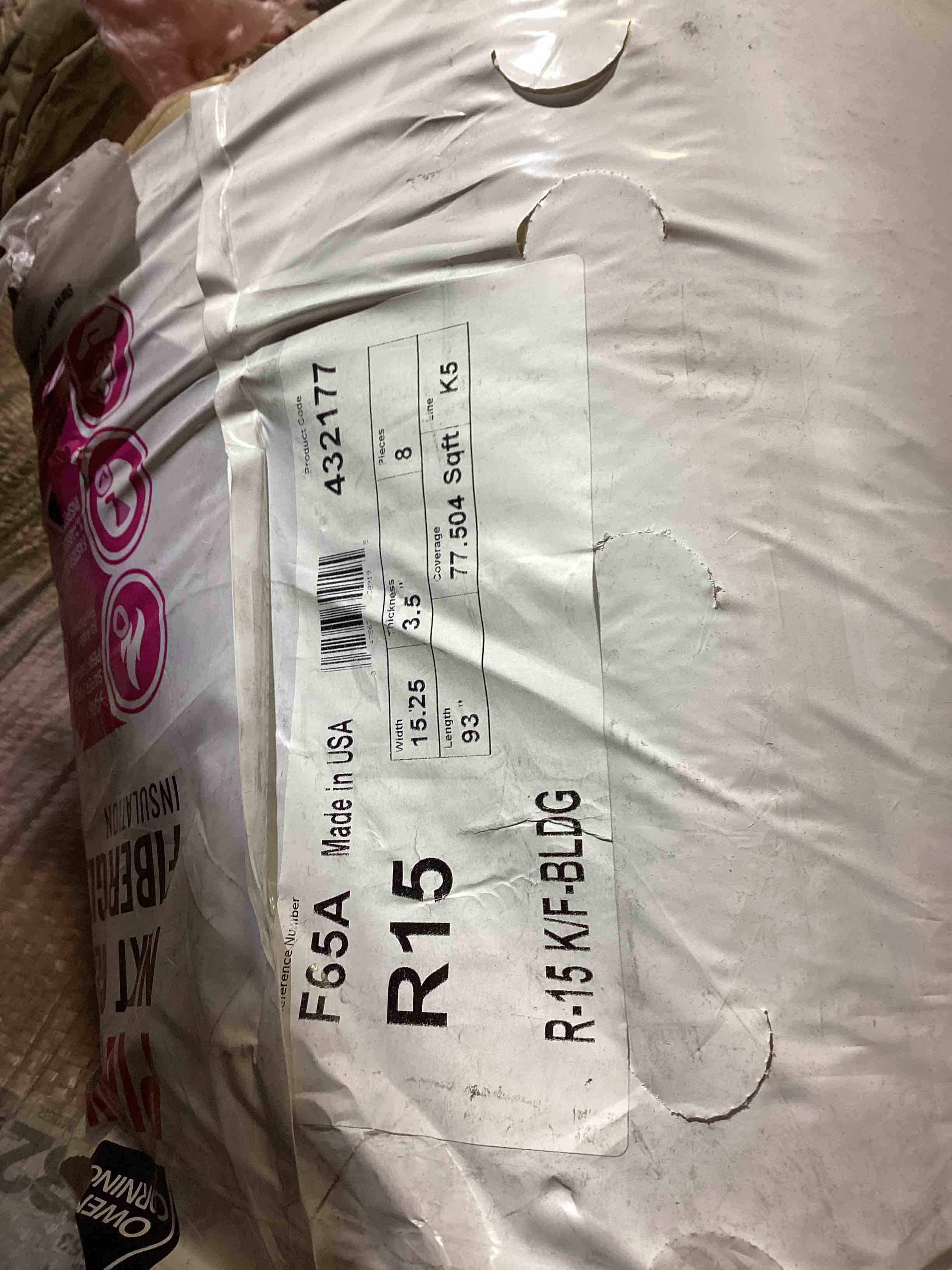 1 batt r15 15.25” faced insulation your bid per batt