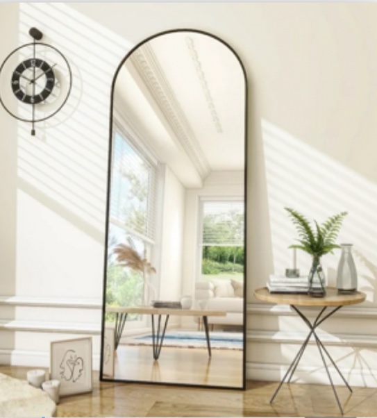 BEAUTYPEAK 71"x27.1" Arch Full Length Mirror Oversized Floor Mirrors for Standing Leaning, Black