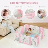 Foldable Baby Playpen, Kids 14 Panel Play Pen for Babies and Toddlers, Neche 60x60 inches Unisex Play Yard, Pink White