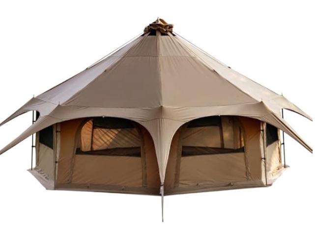MC TOMOUNT Canvas Tent Bell Tent 16.4ft*High9.2ft with Stove Jack for Glamping Family Camping Zipped Removable Floor