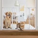 Pet Gate with Cat Door, Pressure Mount, Safety Gate Gift,White,30" Tall and Adjustable 29.5-48.4" Wide