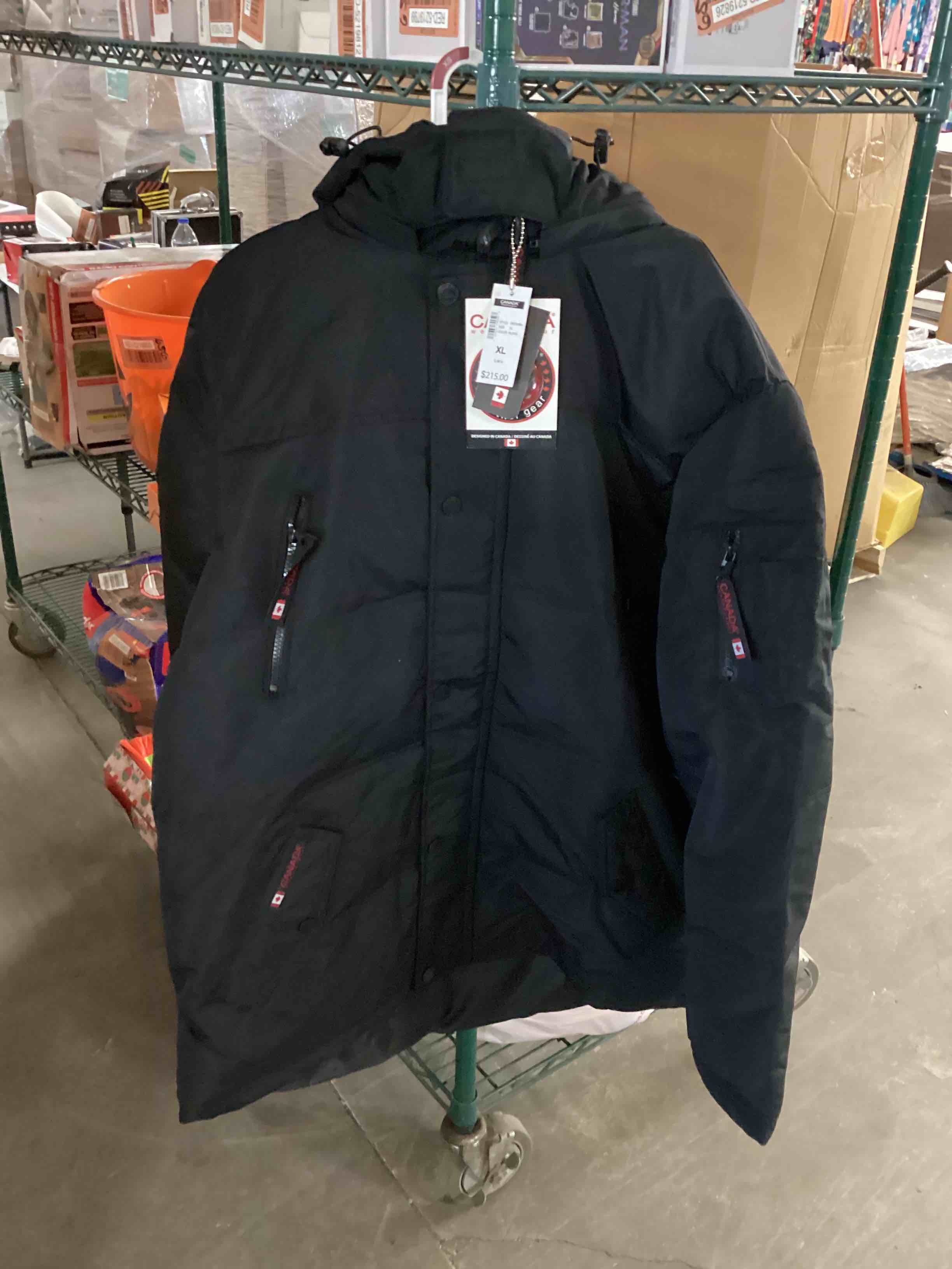 CANADA WEATHER GEAR Men's Winter Coat - Heavyweight Teflon Canvas Cargo Jacket Black (XL)