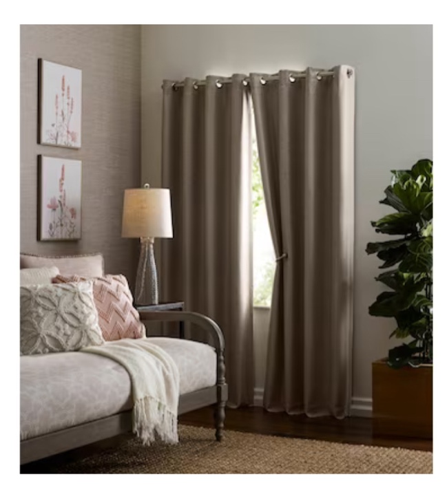 allen + roth 84-in Taupe Blackout Thermal Lined Grommet Single Curtain Panel