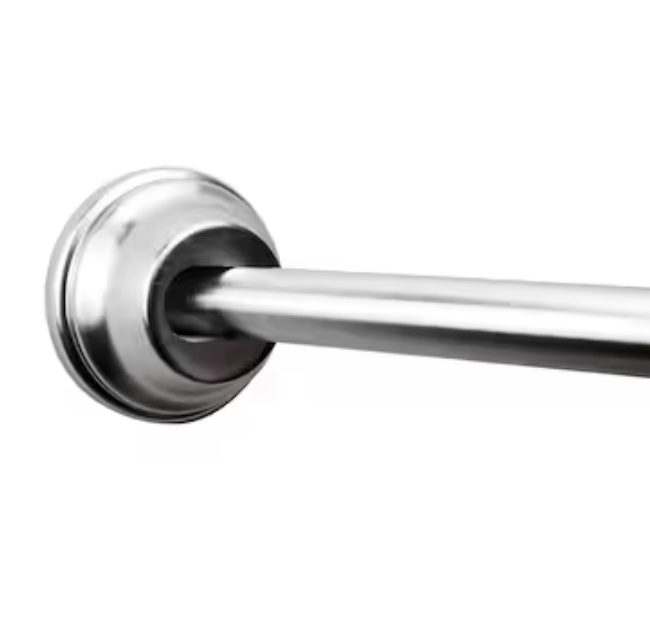 allen + roth 44-in to 72-in Brushed Nickel Fixed or Tension Single Curve Adjustable Shower Curtain Rod