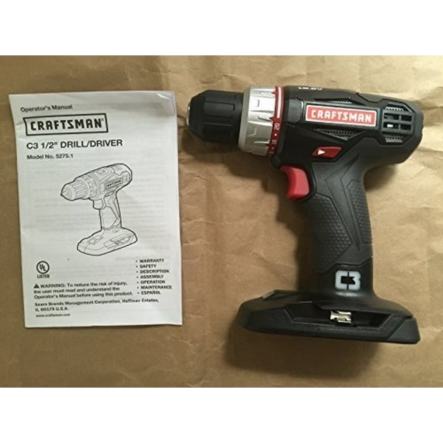 Craftsman C3 19.2 Volt 1/2 Inch Drill/Driver Model 5275.1 Bare Tool, No Battery or Charger Included