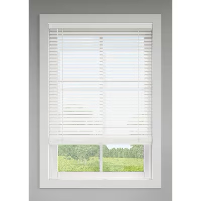 LEVOLOR Trim+Go 2-in Slat Width 55-in x 64-in Cordless White Faux Wood Room Darkening Horizontal Blinds