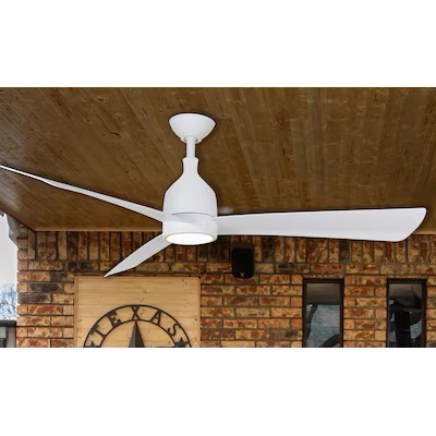 Minka Ceiling Fan Co. Lake Shore 52-in White Integrated LED Indoor/Outdoor Ceiling Fan with Light and Remote (3-Blade)
