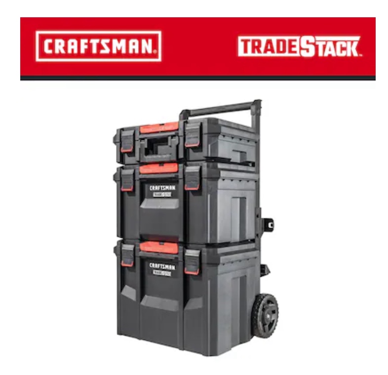 CRAFTSMAN TRADESTACK System 22-in Black Plastic Wheels Lockable Tool Box