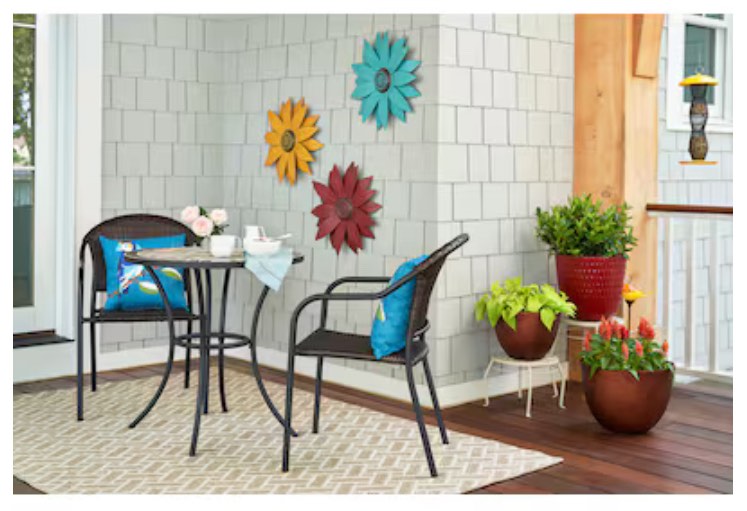 Style Selections Pelham Bay Wicker Stackable Matte Black Steel Frame Stationary Dining Chair with Woven Seat