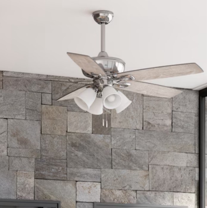 Harbor Breeze Notus 52-in Brushed Nickel with Driftwood/Sienna Blades LED Indoor Ceiling Fan with Light (5-Blade)