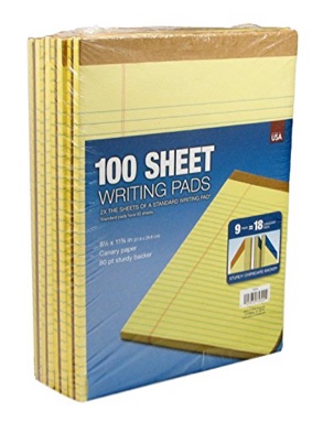 TOPS Perforated Legal Ruled Letter Pad Canary Yellow 8-1/2 X 11-3/4 8 Ct