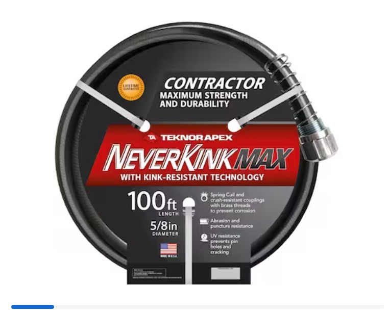 Neverkink Max Teknor Apex 5/8-in x 100-ft Contractor-Duty Kink Free Vinyl Black Coiled Hose 