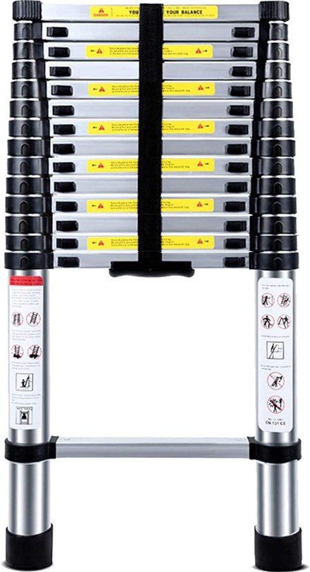Nineaccy Telescopic Ladder with EN131 and CE Standard 15FT | 4.5M Max Load 330lbs, Multi-Purpose, Aluminum, Extendable