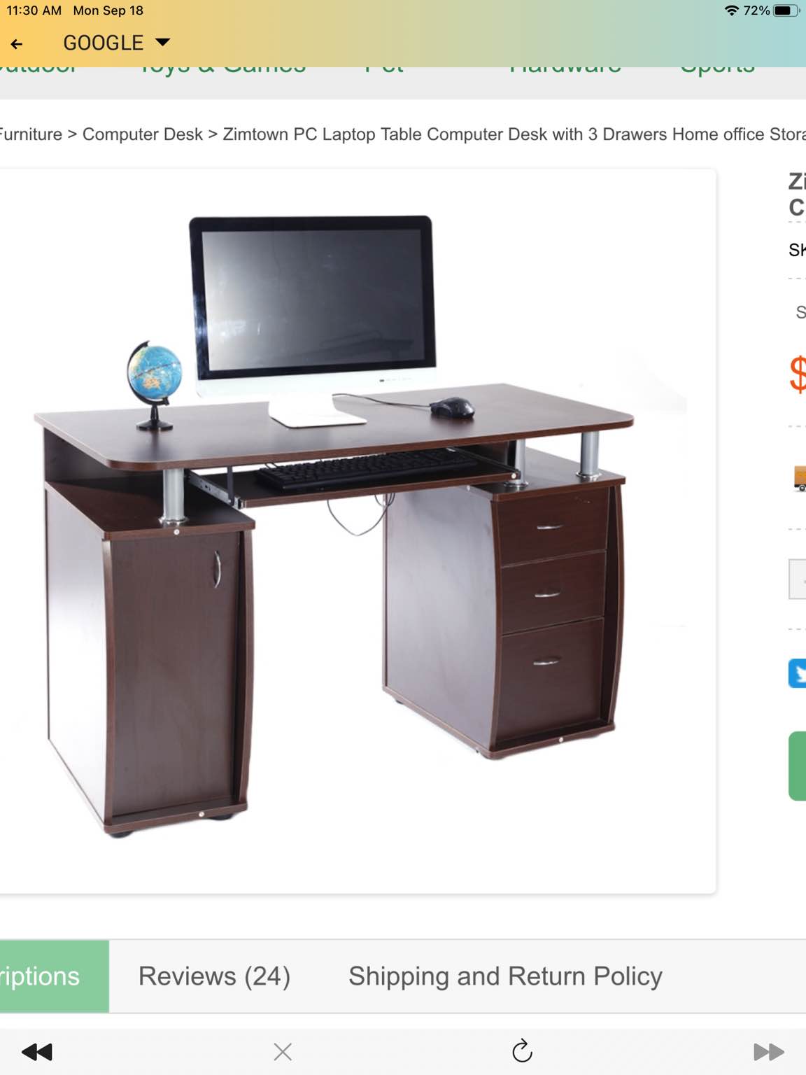 Coffee                     Zimtown PC Laptop Table Computer Desk with 3 Drawers Home office Storage Coffee
