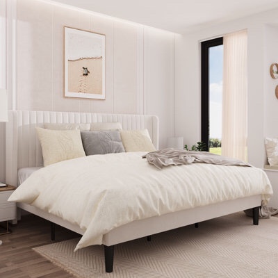 Michiharu Upholstered Platform Bed with Wingback (Incomplete 2 of 2)