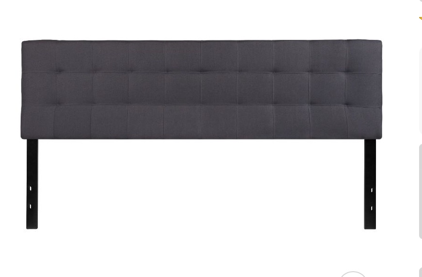 Flash Furniture Bedford Tufted Upholstered King Size Headboard in Dark Gray Fabric