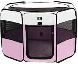 X-ZONE PET Portable Foldable Pet Dog Cat Playpen Crates Kennel/Premium 600D Oxford Cloth,Removable Zipper Top, Indoor and Outdoor Use (XL, Pink)