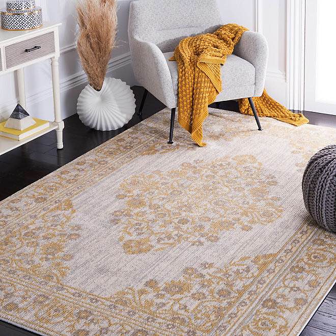 Martha Stewart Haven Area Rug Gold Ivory, 8 ft x 10 ft