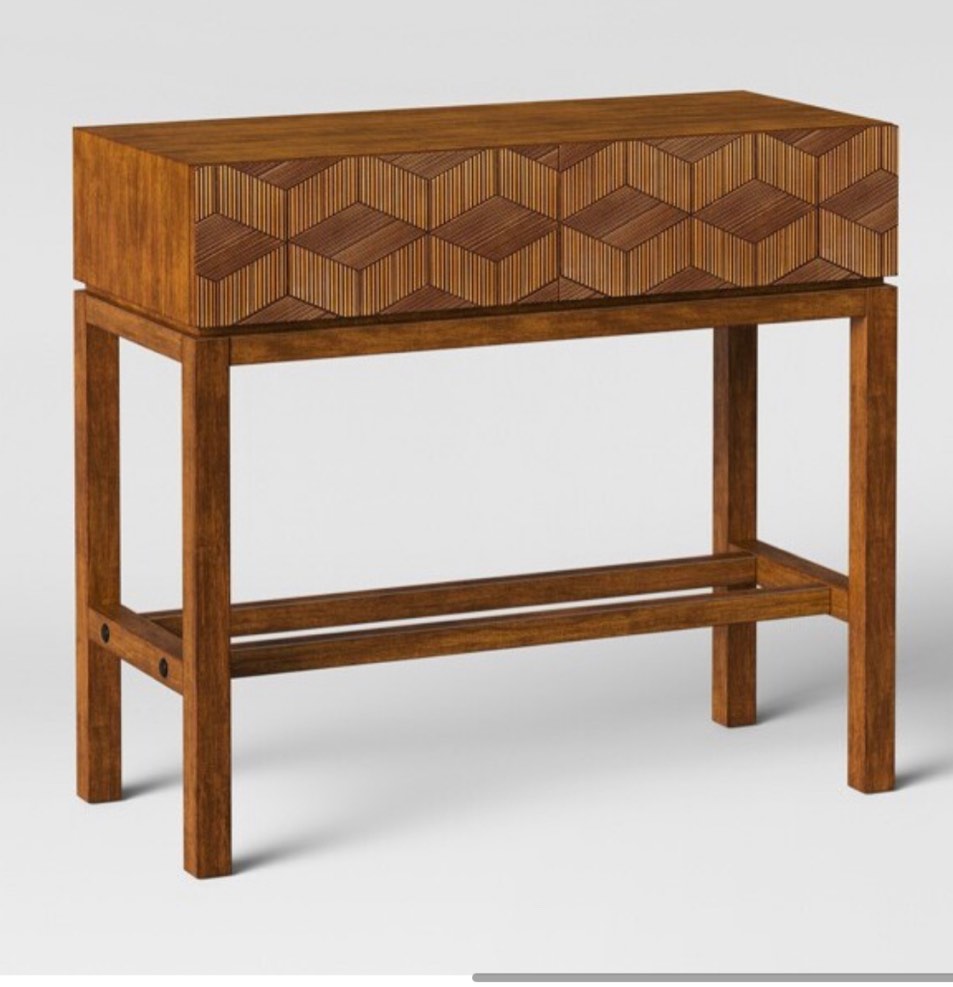 Threshold Tachuri Geometric Front Console Table Light Brown