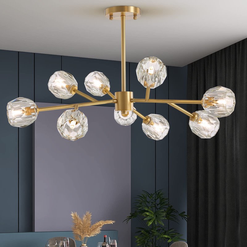 Sputnik 9 - Light Dimmable Sputnik Modern Chandelier with K9 Crystal Shades