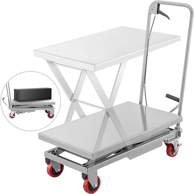 BestEquip Hydraulic Scissor 500LBS Capacity, Cart Lift Table Cart 28.5-Inch Lifting Height, 