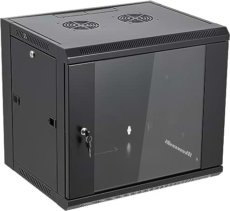 Tedgetal 9U Wall Mount Server Cabinet Network Rack Vented Enclosure Locking Door