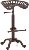 LOKKHAN  Industrial Bar Stool-Cast Iron Tractor Seat Stool Adjustable Swivel Metal Farmhouse Stool,Breakfast Bar Stool,Counter Height-Pub Height,26.37-30.31 Inch,Coppery Brown