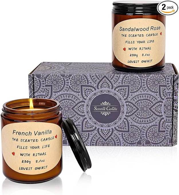 4 Pack Scented Candles for Home, 8.1oz Soy was Aromatherapy Candles Jar Christmas Gifts Set for Women, Wild Lemongrass, Sandalwood Rose, Vanilla, Lavender, Candles for Home Scented for Birthday Mother's Thanksgiving Day