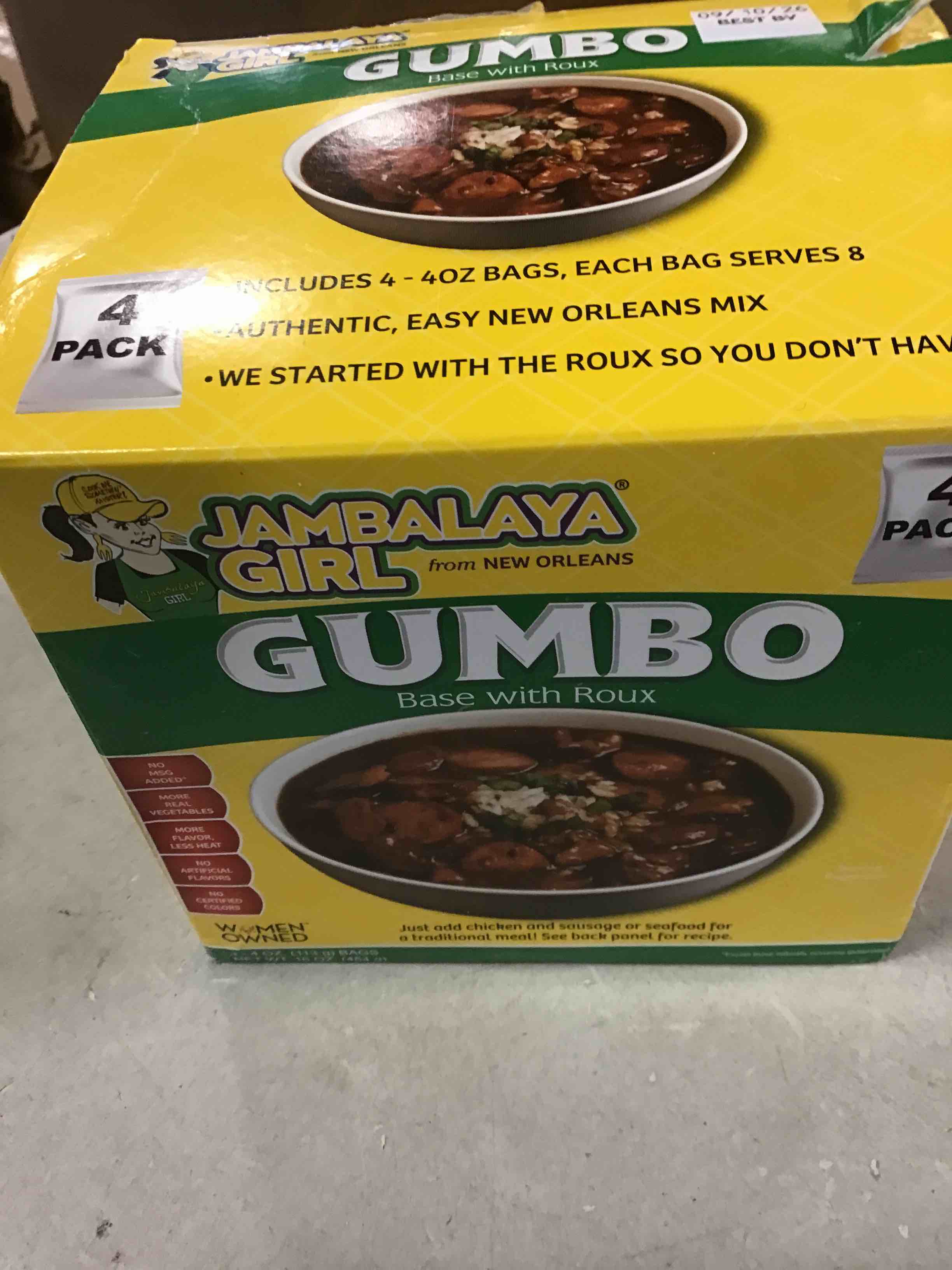 Jambalaya Girl Gumbo Base With Roux, Orleans Soup Mix, 4 Oz (4 Pack)