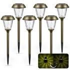 XMCOSY+ Solar Pathway Lights Outdoor Waterproof - 6 Pack Solar Garden Lights, Auto On/Off 10/25 Lumen Solar LED Outdoor Lights Warm White, Bubble Glass Solar Lights for Yard Path Lawn Walkway Driveway