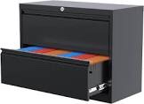 35.5" Wide 2 Drawer File Cabinet with Lock, Black File Cabinets for Home Office, Metal Lateral File Cabinet & Printer Stand with Minimalist Design for Letter/Legal Size File Folders with Tabs
